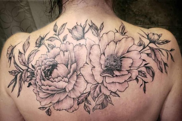 50+ hình xăm hoa mẫu đơn đen trắng, có màu đẹp nhất-3
