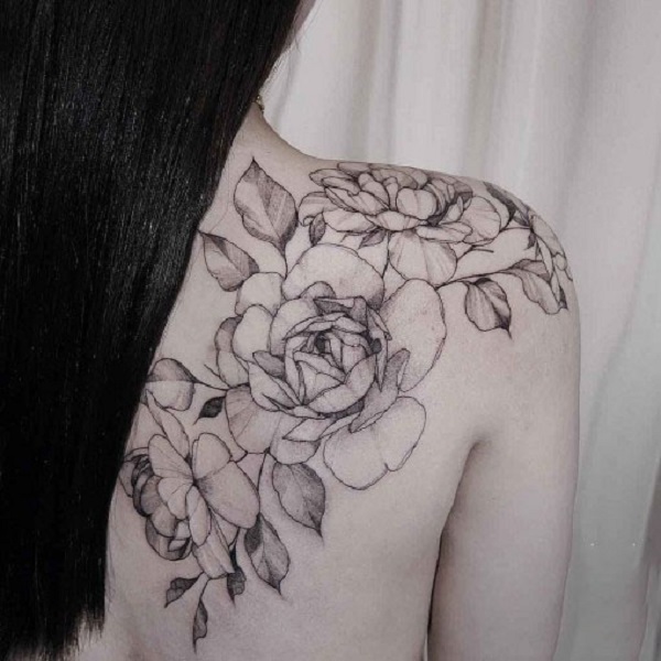 50+ hình xăm hoa mẫu đơn đen trắng, có màu đẹp nhất-5