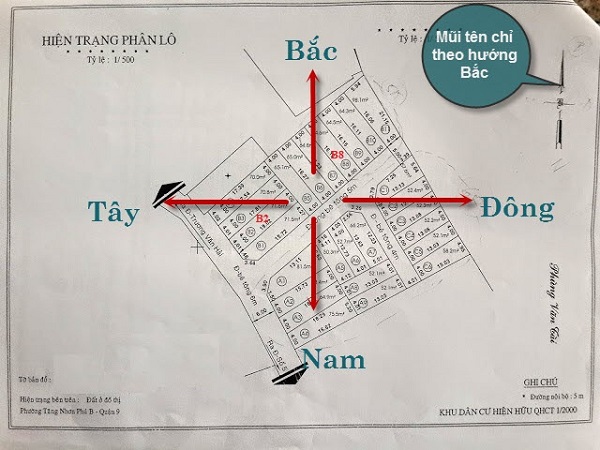 Cách xem hướng đất, hướng nhà trên sổ hồng chuẩn xác-3 Cách xem hướng đất, hướng nhà trên sổ hồng chuẩn xác-3