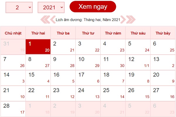 Tháng 2 có bao nhiêu ngày? Lịch âm dương tháng 2/2022-2