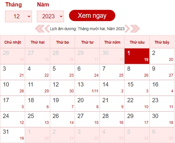 Tháng 12 có bao nhiêu ngày? Lịch âm dương tháng 12/2022-4